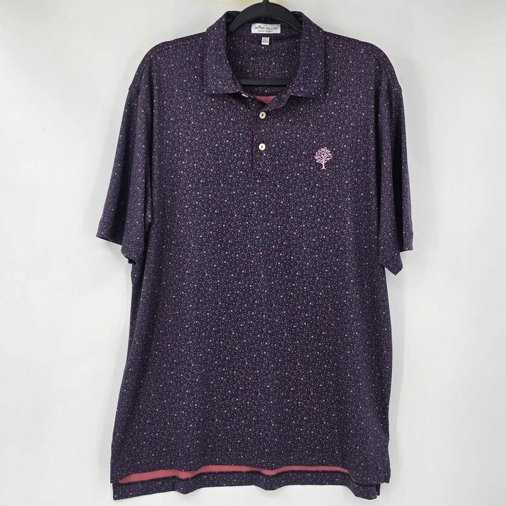 RLX Ralph Lauren Polo Shirt Blue Classic Car AOP Print Golf Performance Men's L